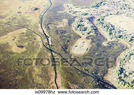 Aerial view of the Okavango Delta outside of Maun, Botswana View Large Photo Image Stock Photo - Aerial view of the Okavango Delta outside of Maun, Botswana. Fotosearch