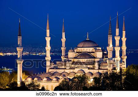 Blue Mosque at night, Istanbul, Turkey View Large Photo Image Picture - Blue Mosque at night, Istanbul, Turkey. Fotosearch