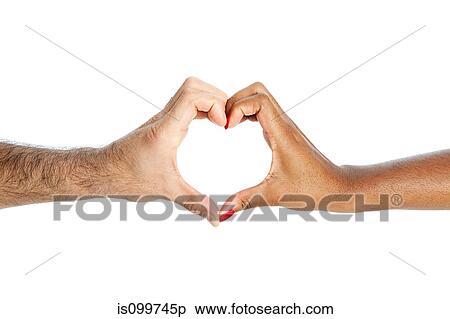 Mixed race couple making heart shape with hands View Large Photo Image Stock Photography - Mixed race couple making heart shape with hands. Fotosearch