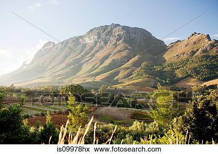 Stellenbosch Mountain, view from Hells Heights Pass, South Africa View Large Photo Image Stock Photo - Stellenbosch Mountain, view from Hells Heights Pass, South Africa. Fotosearch