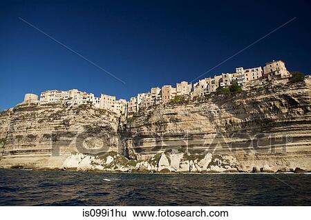 Town of Bonifacio on edge of cliff, Corsica View Large Photo Image Stock Photograph - Town of Bonifacio on edge of cliff, Corsica. Fotosearch