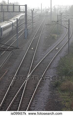 Train and railway track, Finsbury Park, London View Large Photo Image Stock Image - Train and railway track, Finsbury Park, London. Fotosearch