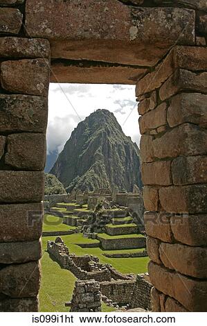 View of Machu Picchu through stone wall View Large Photo Image Stock Photograph - View of Machu Picchu through stone wall. Fotosearch