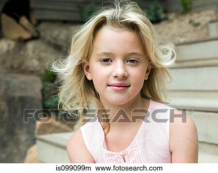 Girl with blonde hair, portrait View Large Photo Image Picture - Girl with blonde hair, portrait. Fotosearch