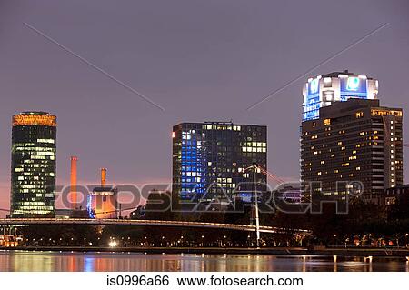 Office buildings at night, Frankfurt, Germany View Large Photo Image Stock Photograph - Office buildings at night, Frankfurt, Germany. Fotosearch