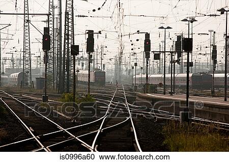 Railway tracks, Frankfurt, Germnay View Large Photo Image Stock Image - Railway tracks, Frankfurt, Germnay. Fotosearch