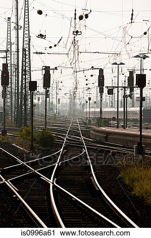Stock Image - Railway tracks, Frankfurt, Germnay. Fotosearch