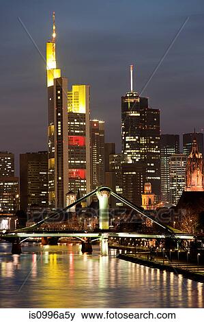 Skyline and Main River at night, Frankfurt, Germnay View Large Photo Image Stock Photo - Skyline and Main River at night, Frankfurt, Germnay. Fotosearch