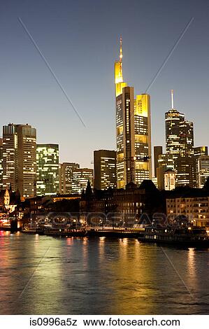 Skyline and Main River at night, Frankfurt, Germnay View Large Photo Image Stock Photo - Skyline and Main River at night, Frankfurt, Germnay. Fotosearch