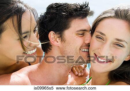 Three people, close up portrait View Large Photo Image Stock Photography - Three people, close up portrait. Fotosearch