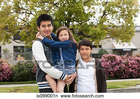Three siblings, portrait View Large Photo Image Picture - Three siblings, portrait. Fotosearch