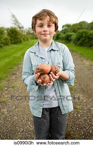 Boy with handful of potatoes View Large Photo Image Stock Image - Boy with handful of potatoes. Fotosearch