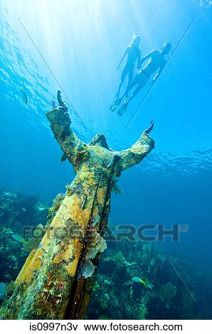 Christ of the Abyss statue View Large Photo Image Stock Photo - Christ of the Abyss statue. Fotosearch