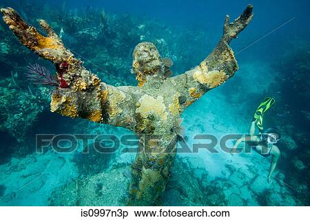 Christ of the Abyss statue View Large Photo Image Stock Photography - Christ of the Abyss statue. Fotosearch