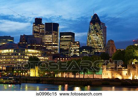 Stock Photography - City of London, illuminated at night. Fotosearch