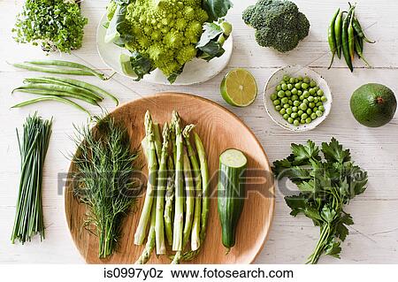 Fresh green vegetables on plate View Large Photo Image Stock Photo - Fresh green vegetables on plate. Fotosearch