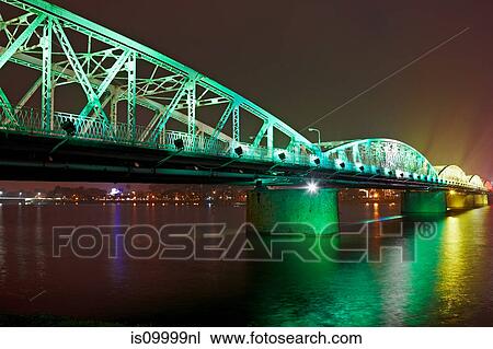 Illuminated Trang Tien Bridge over Perfume River, Hue, Vietnam View Large Photo Image Stock Image - Illuminated Trang Tien Bridge over Perfume River, Hue, Vietnam. Fotosearch
