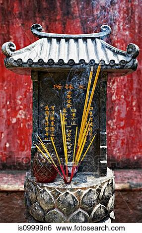Stock Photograph - Insence sticks in Chua Ngoc Hoang, Ngoc Hoang Pagoda, Ho Chi Minh City, Vietnam. Fotosearch
