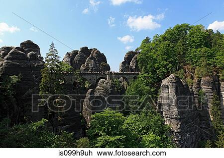 Stock Image - Bastei Rocks, Dresden, Saxony, Germany. Fotosearch