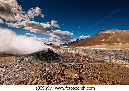 Stock Image - Hverir hot springs, Namafjall, Iceland. Fotosearch