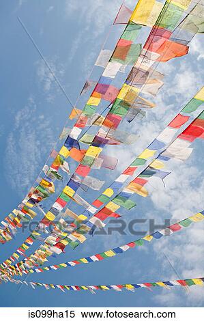 Stock Photography - Prayer flags in Bodnath. Fotosearch