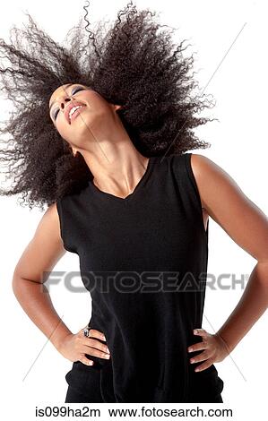 Young woman with hands on hips, throwing head back View Large Photo Image Picture - Young woman with hands on hips, throwing head back. Fotosearch