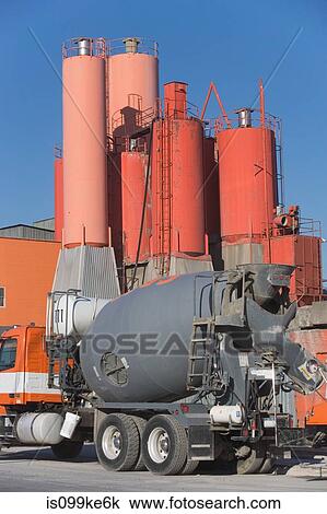 Cement truck at industrial plant View Large Photo Image Stock Image - Cement truck at industrial plant. Fotosearch