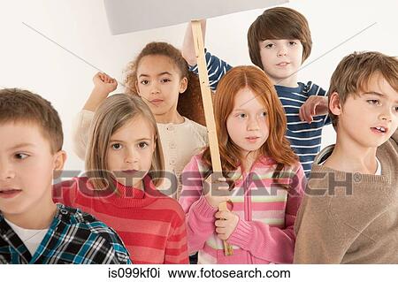 Stock Image - Children protesting. Fotosearch