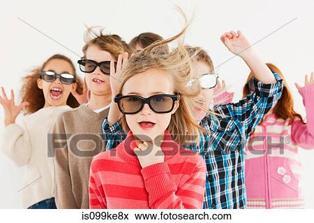Children wearing 3D glasses View Large Photo Image Stock Photo - Children wearing 3D glasses. Fotosearch