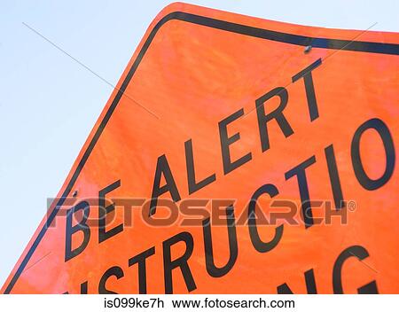 Stock Image - Close up on warning sign. Fotosearch