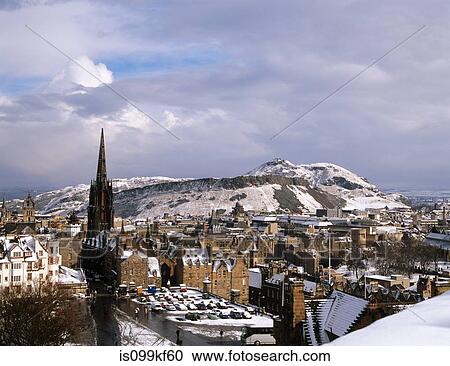 Stock Image - Edinburgh Old Town viewed from Edinburgh Castle, Scotland. Fotosearch