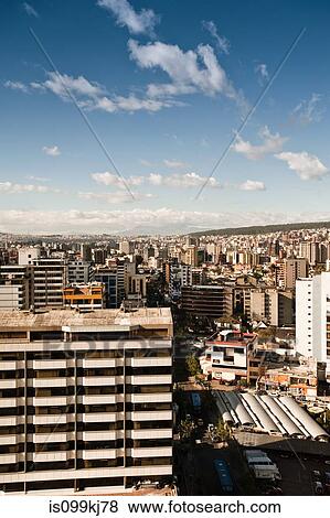 Elevated view of buildings in Quito, Ecuador View Large Photo Image Stock Photo - Elevated view of buildings in Quito, Ecuador. Fotosearch