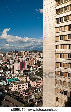 Stock Photo - Elevated view of buildings in Quito, Ecuador. Fotosearch