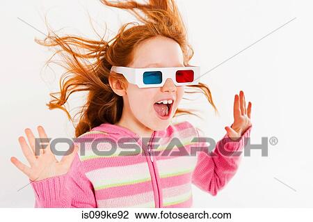 Girl wearing 3D glasses View Large Photo Image Stock Image - Girl wearing 3D glasses. Fotosearch