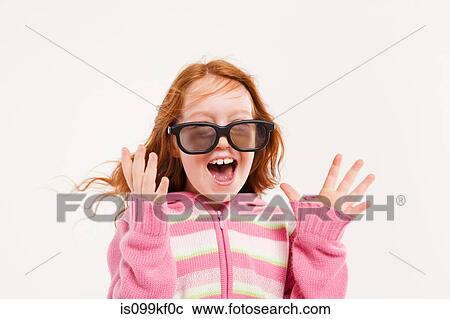Girl wearing 3D glasses View Large Photo Image Stock Image - Girl wearing 3D glasses. Fotosearch