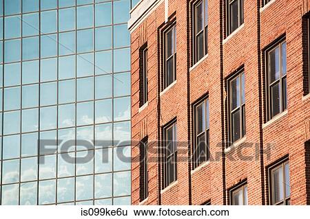 Glass and brick buildings View Large Photo Image Stock Photograph - Glass and brick buildings. Fotosearch