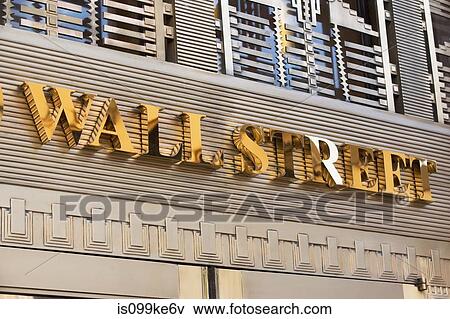 Stock Photo - Gold Wall Street sign, New York City, USA. Fotosearch