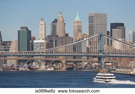 Stock Photo - Manhattan Bridge over East River, New York City, USA. Fotosearch