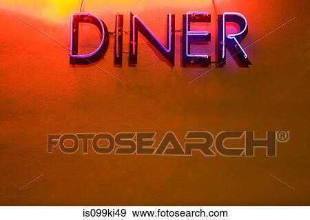 Neon "diner" sign View Large Photo Image Stock Photo - Neon "diner" sign. Fotosearch