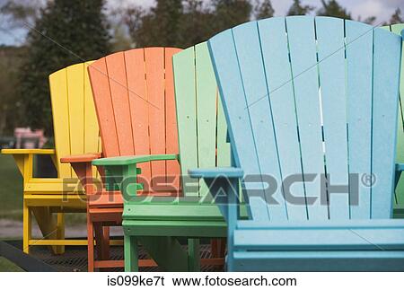 Painted chairs View Large Photo Image Stock Photograph - Painted chairs. Fotosearch
