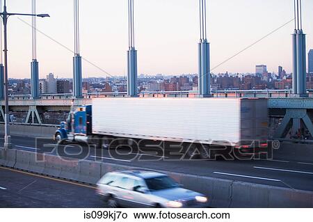 Truck on Triborough bridge, New York City, USA View Large Photo Image Picture - Truck on Triborough bridge, New York City, USA. Fotosearch