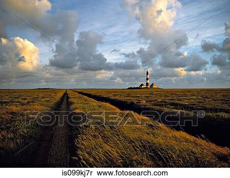 Westerhever lighthouse in marshland, Schleswig-Holstein, Germany View Large Photo Image Stock Photography - Westerhever lighthouse in marshland, Schleswig-Holstein, Germany. Fotosearch