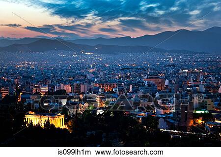 Cityscape at night, athens, greece View Large Photo Image Picture - Cityscape at night, athens, greece. Fotosearch