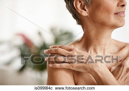 Stock Image - Close up of senior woman. Fotosearch