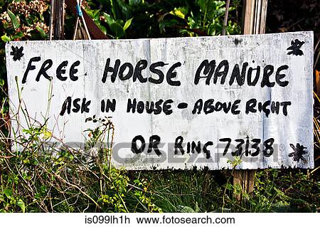 Handwritten sign advertising free horse manure View Large Photo Image Stock Image - Handwritten sign advertising free horse manure. Fotosearch