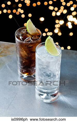 Stock Image - Lemonade and cola drinks. Fotosearch