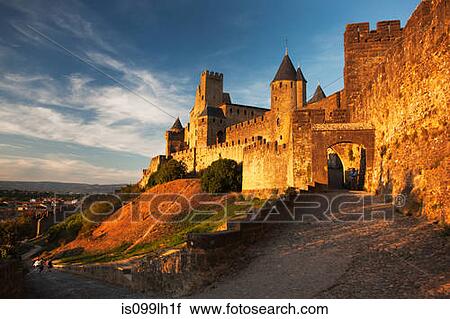 Medieval walled city of carcassonne, aude department, france View Large Photo Image Stock Image - Medieval walled city of carcassonne, aude department, france. Fotosearch