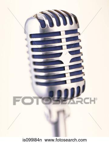Picture - Old fashioned microphone, close up. Fotosearch