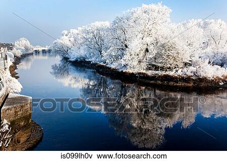 Stock Photo - River shannon in winter, munster, limerick, ireland. Fotosearch
