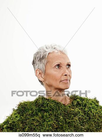 Senior woman wrapped in moss View Large Photo Image Stock Photography - Senior woman wrapped in moss. Fotosearch